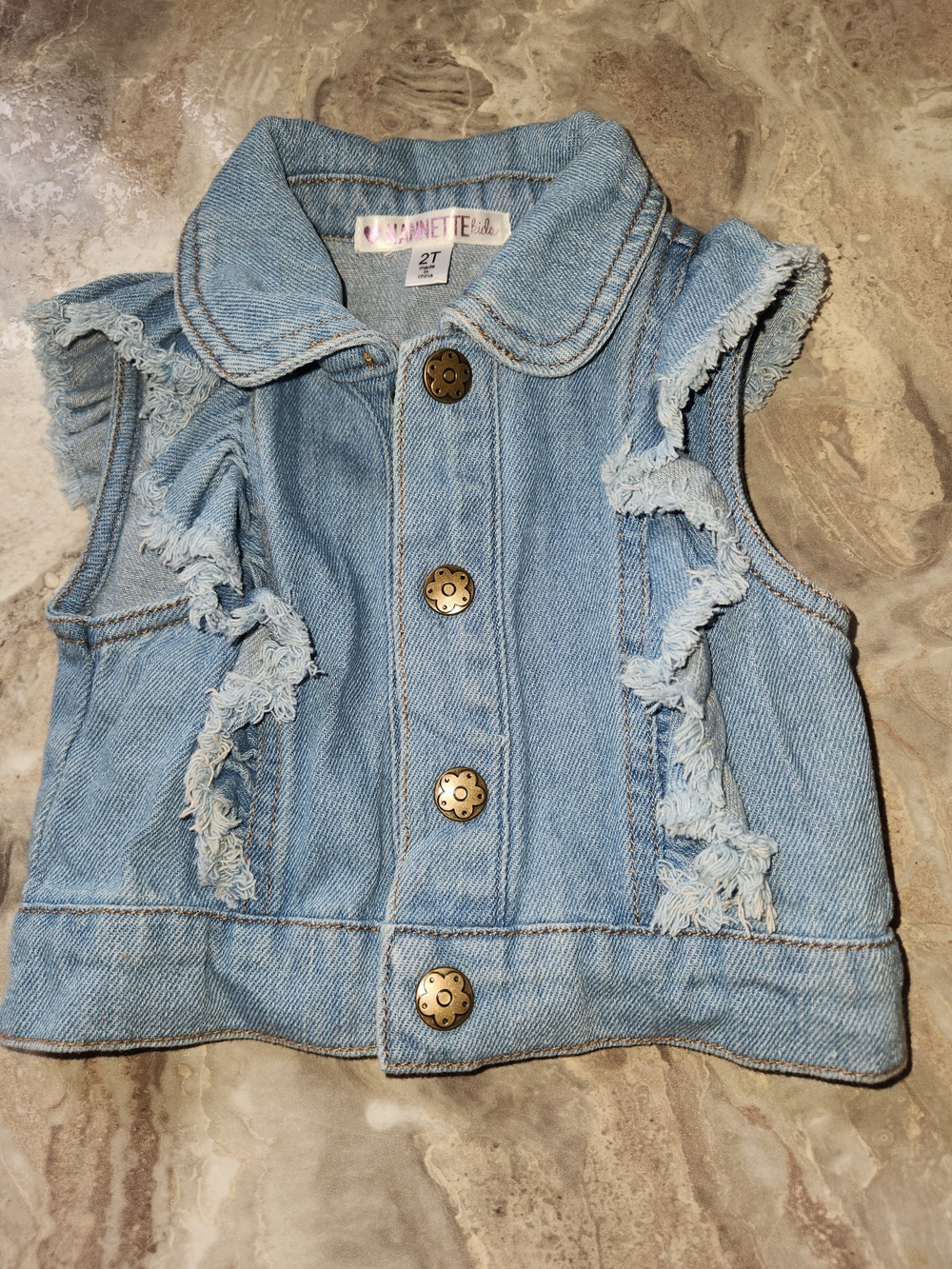 Nannet Kids Light Blue Denim Ruffle Vest